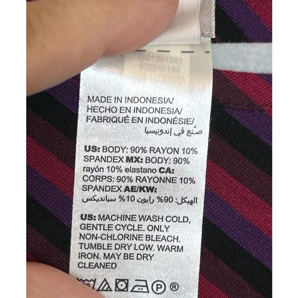 Chico’s Women’s Large Pink Stripe Asymmetrical Stretch Long Sleeve Maxi Dress - Picture 4 of 7